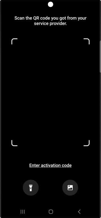 Place the QR code you've received inside the phone camera frame to scan the code. If you’ve deleted your eSIM, you can re-add it using your existing QR code. If you’re having problems, see our FAQ.