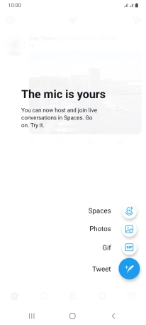 Press the new tweet icon. Press the new tweet icon.