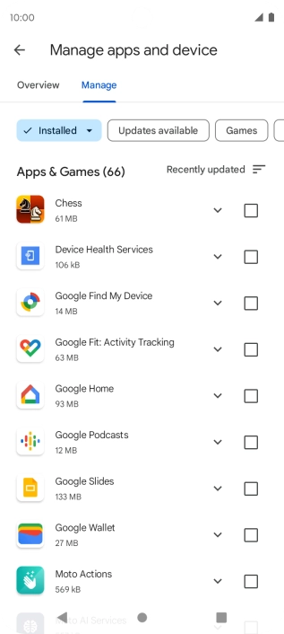 Press the required app.