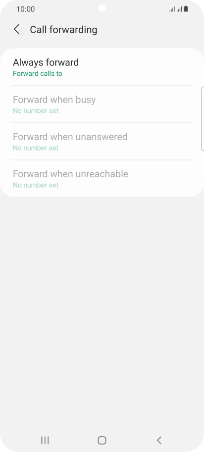 Press the required divert type. Press the required divert type.