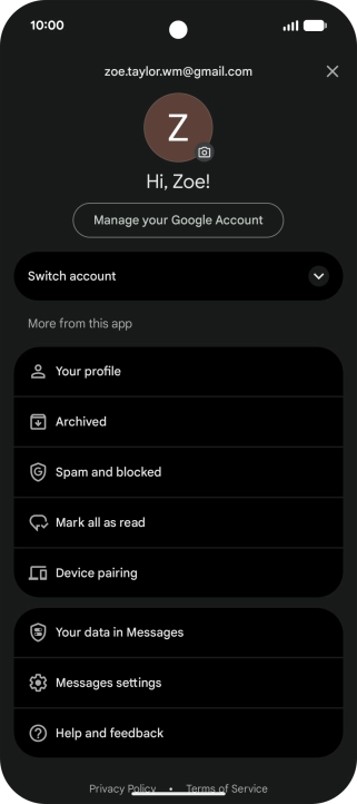 Press Messages settings.