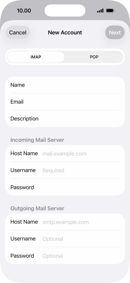 Press IMAP.