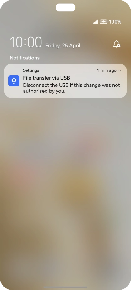 Press the USB icon.