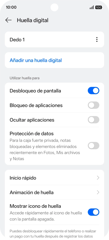 Pulsa los indicadores para activar o desactivar los ajustes deseados. Pulsa los indicadores para activar o desactivar los ajustes deseados.