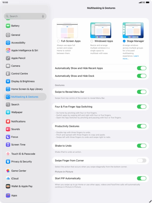 Press the indicators next to the required settings to turn them on or off. Press the indicators next to the required settings to turn them on or off.