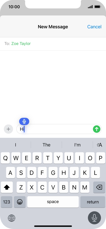 Press the microphone icon to end dictation.