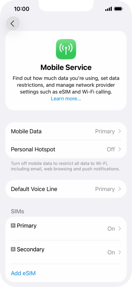 Press Mobile Data.