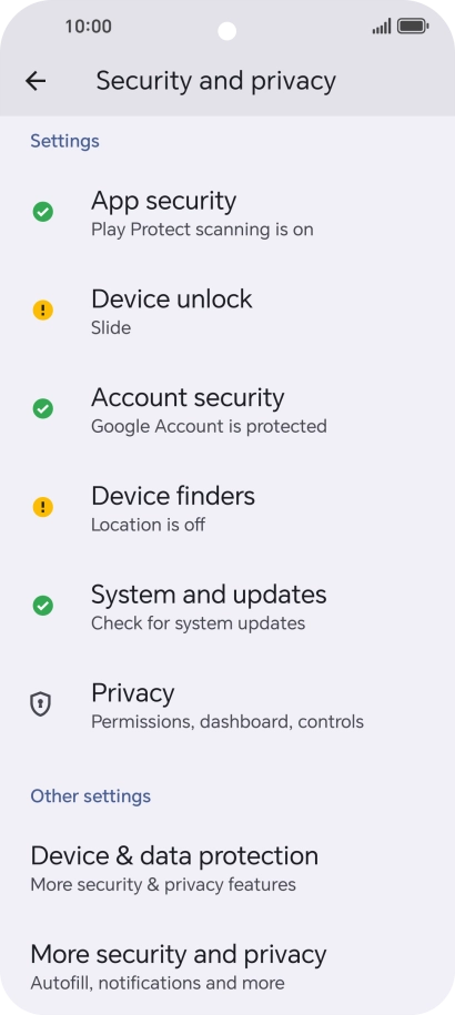 Press More security and privacy.