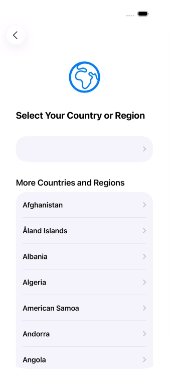Press the required country or area.