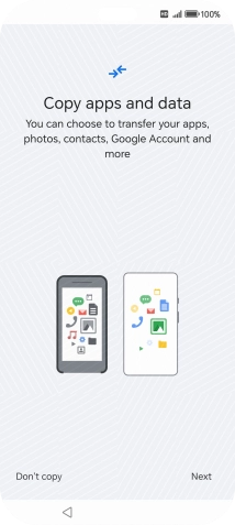 You can transfer the contents of another phone to your phone when it's activated for the first time and after a factory reset. When this screen is displayed, your phone is ready to transfer content from another phone.