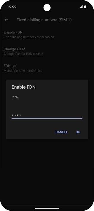Key in your PIN2 and press OK. The default PIN2 is 1111.