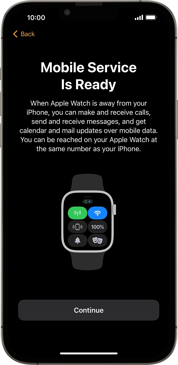 On your phone: If you've bought your Apple Watch from Vodafone, you already have a OneNumber Connectivity price plan and this screen should be displayed.