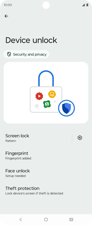 Press Screen lock and key in the additional phone lock code you created earlier.