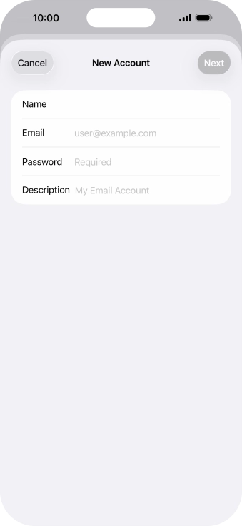 Press Password and key in the password for your email account.
