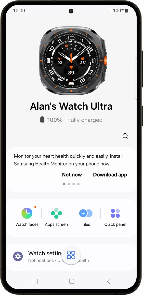 On your phone: When this screen is displayed, your smartwatch is activated and synchronised with your phone.