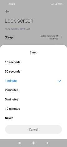 Press the required setting.