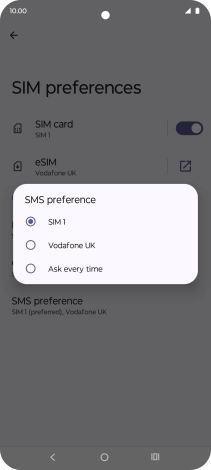 Press the required setting.