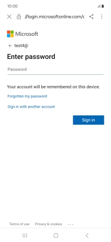 Press Password and key in the password for your email account.