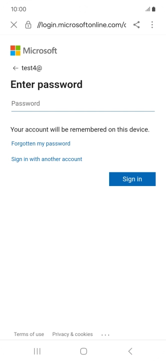 Press Password and key in the password for your email account.