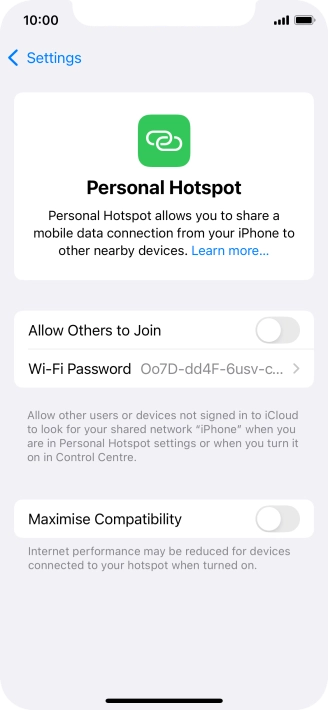 Press Wi-Fi Password and key in the required password.
