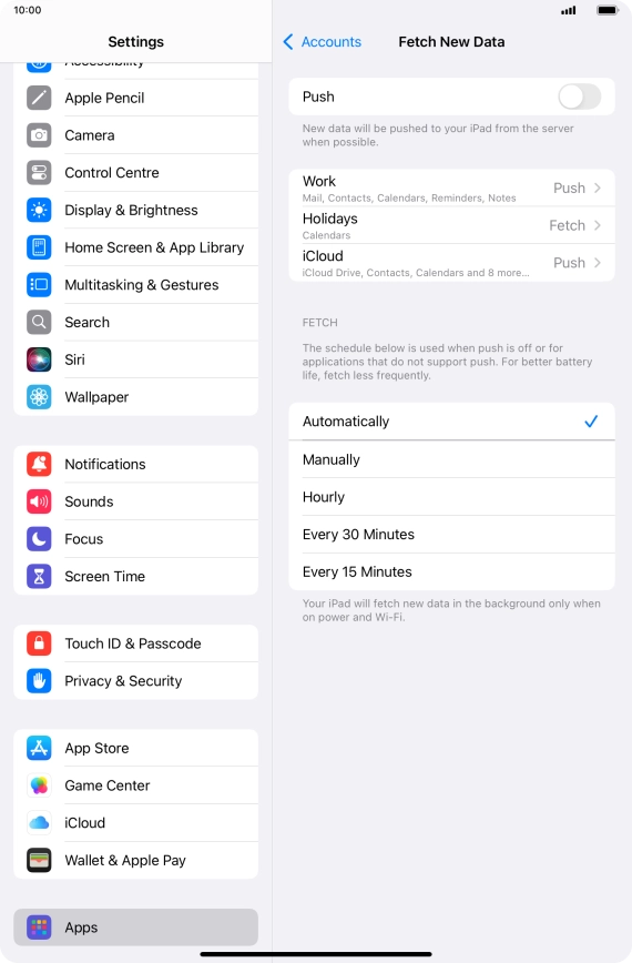 If you turn off the function, press the required setting.