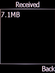 The incoming data usage is displayed. The incoming data usage is displayed.