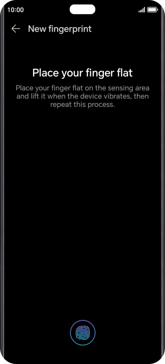 Follow the instructions on the screen to create the phone lock code using your fingerprint. Follow the instructions on the screen to create the phone lock code using your fingerprint.