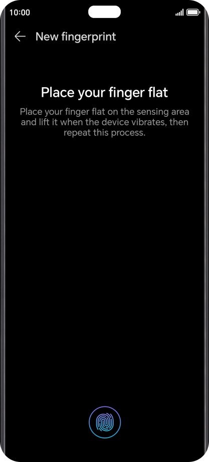Follow the instructions on the screen to create the phone lock code using your fingerprint. Follow the instructions on the screen to create the phone lock code using your fingerprint.