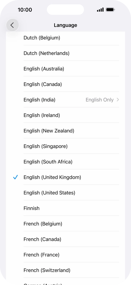 Press the required language. Press the required language.