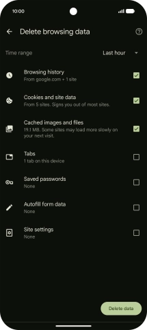 Press the fields next to the required data types. Press the fields next to the required data types.