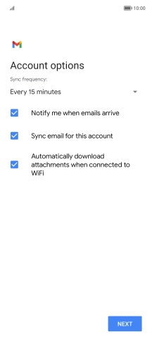 If this screen is displayed, you email account has been recognised and set up automatically. Follow the instructions on the screen to key in more information and finish setting up your phone.
