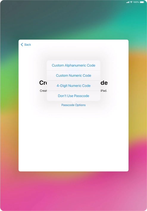 Follow the instructions on the screen to turn on use of lock code or press Don't Use Passcode. Follow the instructions on the screen to turn on use of lock code or press Don't Use Passcode.