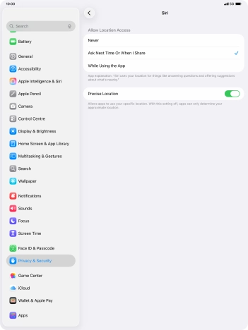 Press the required setting to turn the function on or off. Press the required setting to turn the function on or off.