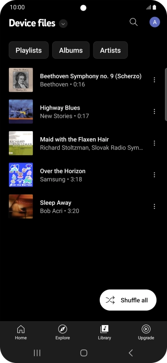 Press the required audio file. Press the required audio file.