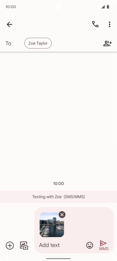 Press the text input field and write the text for your picture message.