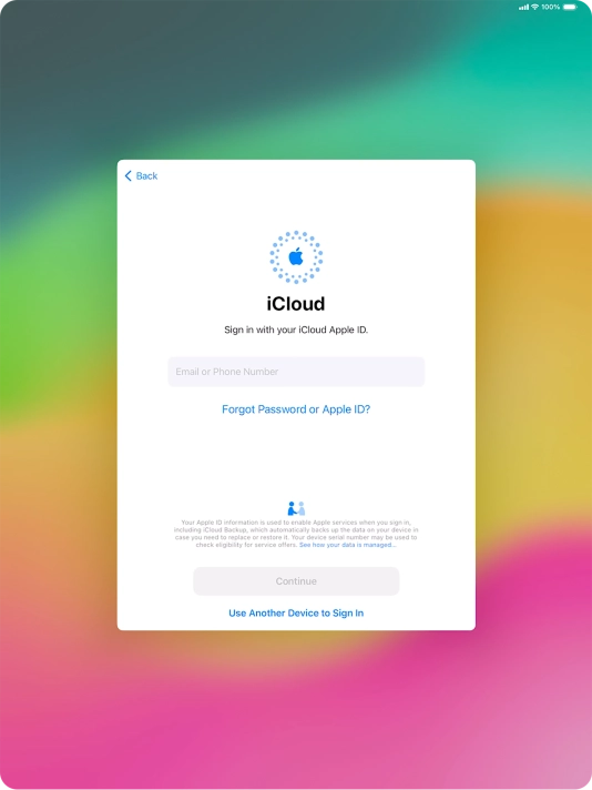 Press Email or Phone Number and key in the username for your Apple ID.