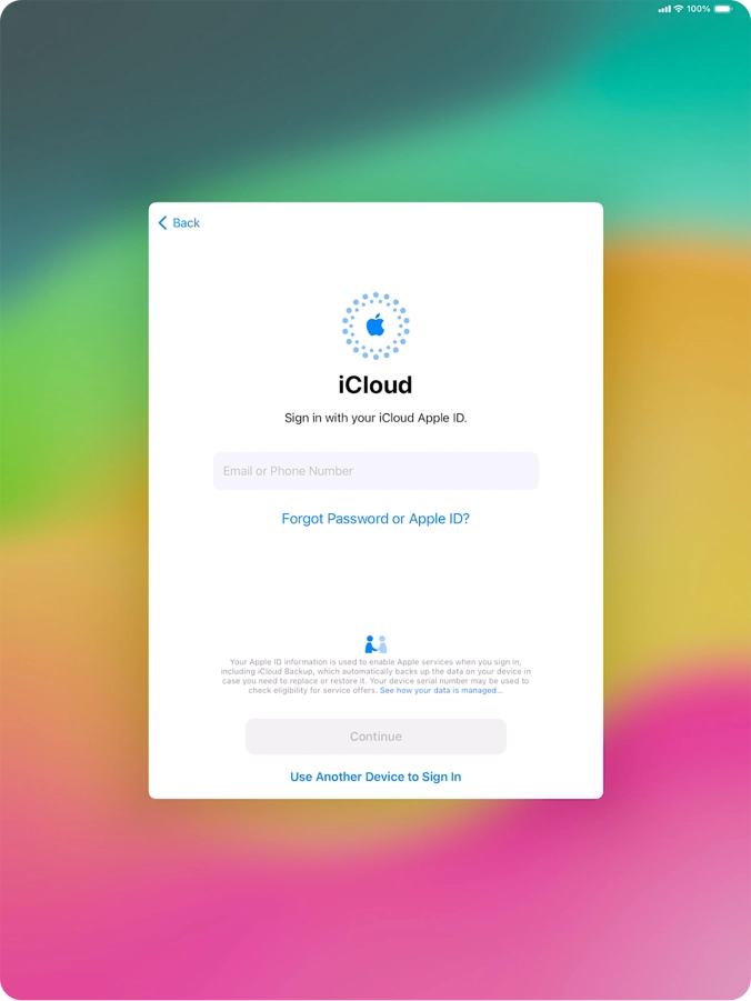Press Email or Phone Number and key in the username for your Apple ID.