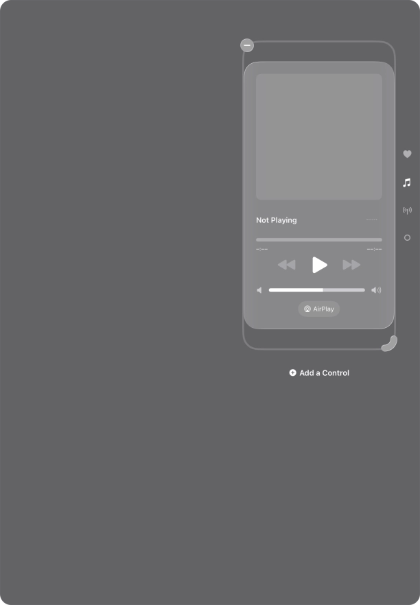 Press the remove icon on the required function to remove it from Control Centre. Press the remove icon on the required function to remove it from Control Centre.