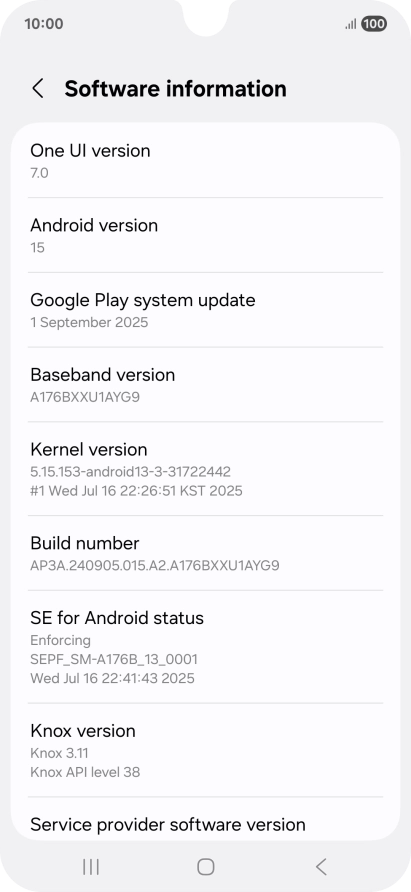 Your phone's software version is displayed below Android version. Your phone's software version is displayed below Android version.
