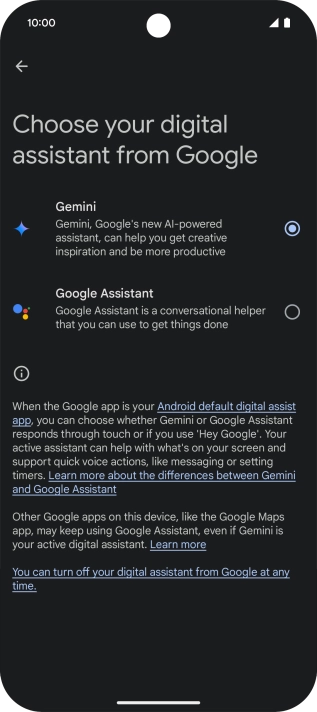 Press the required voice control assistant. Press the required voice control assistant.