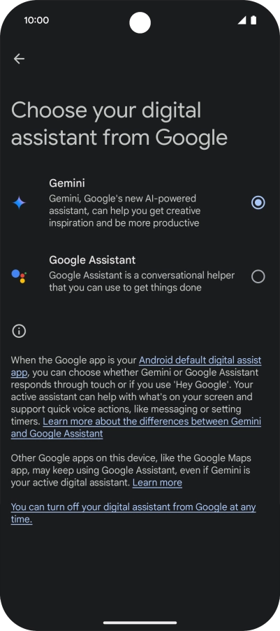 Press the required voice control assistant. Press the required voice control assistant.