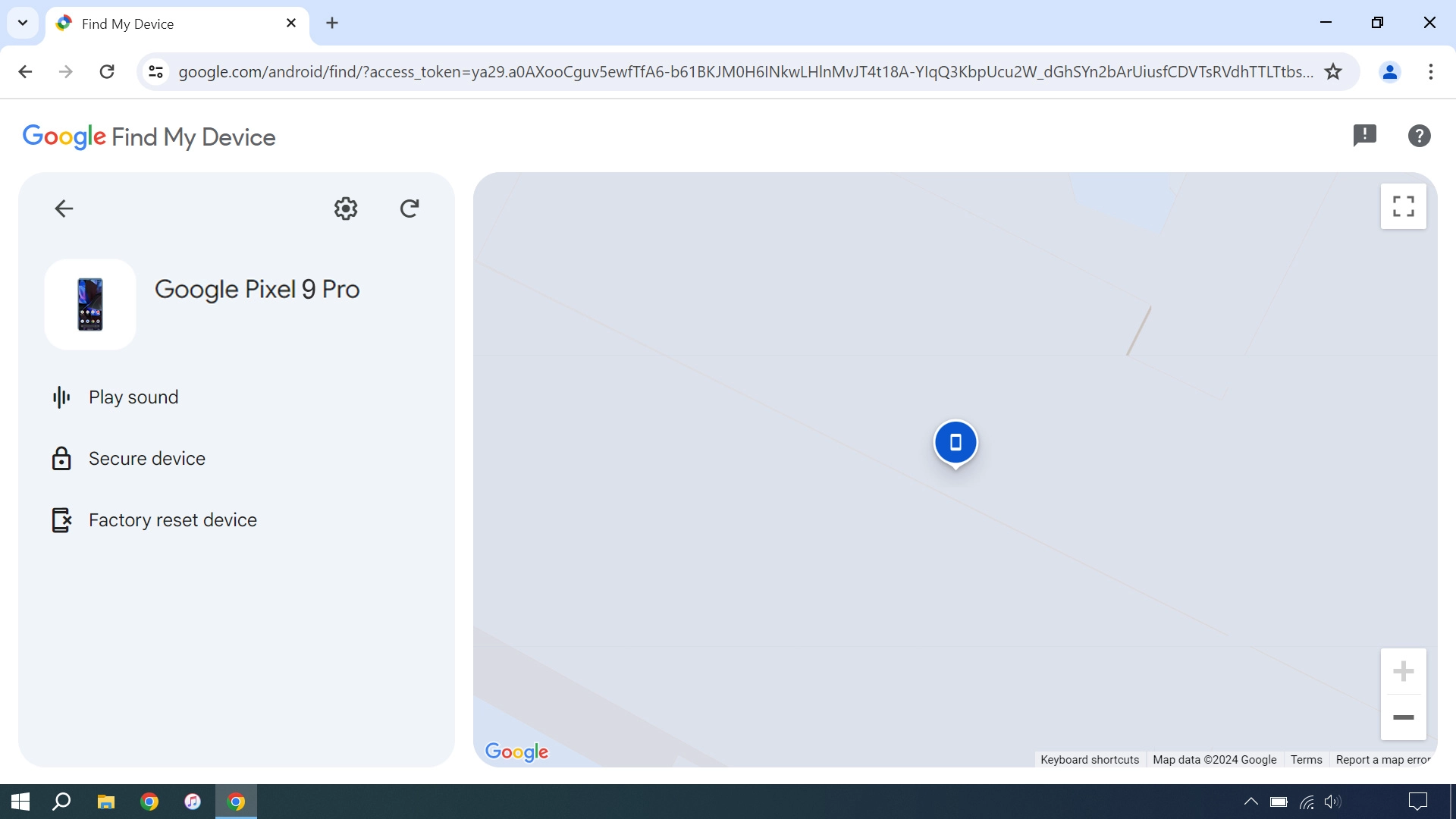 Your phone's latest position is displayed on the map.