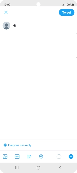 Write the required text and press Tweet. Write the required text and press Tweet.