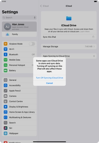 If you turn off the function, press Turn Off Syncing iCloud Drive. If you turn off the function, press Turn Off Syncing iCloud Drive.