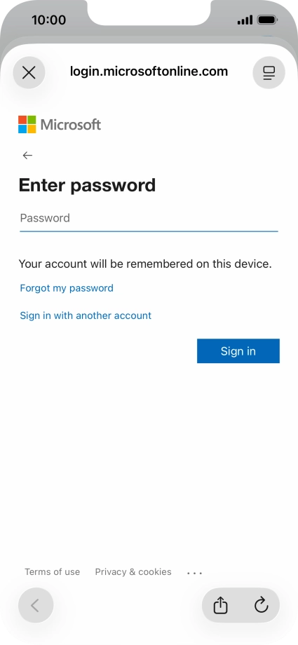 Press Password and key in the password for your email account. Press Password and key in the password for your email account.