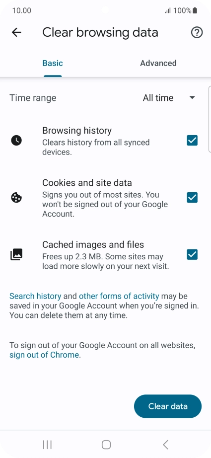 Press the fields next to the required data types.