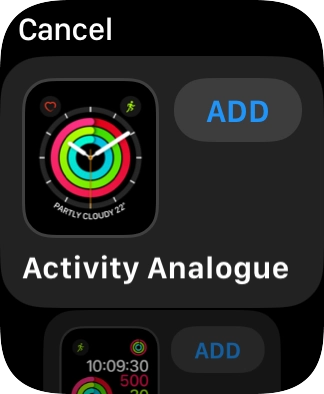 Press the required watch face.