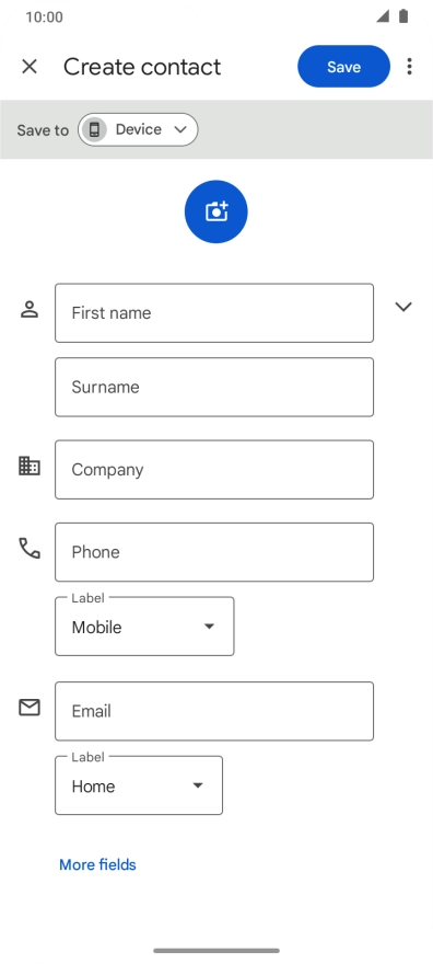 Press First name and key in the first name. Press First name and key in the first name.