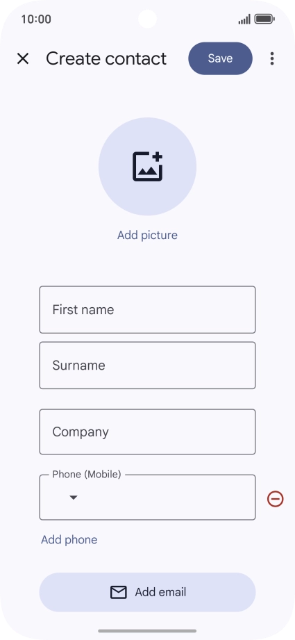 Press First name and key in the required first name. Press First name and key in the required first name.