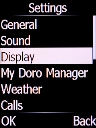 Select Display and press the Left selection key.